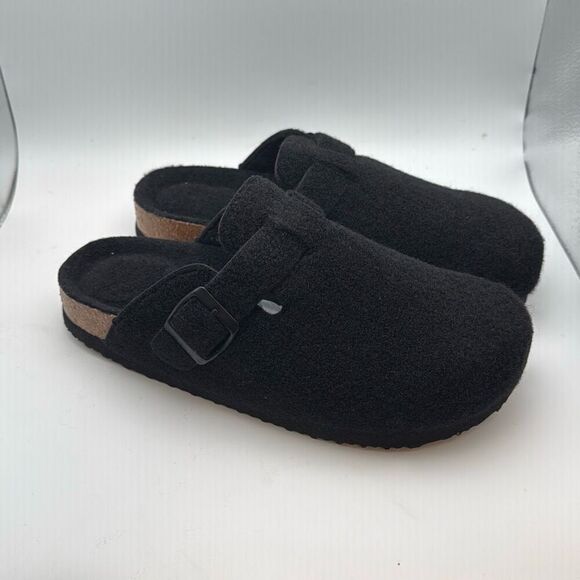CUSHIONAIRE Slip-On Buckle Clog with Cork Footbed SIZE 8 BLACK NEW - Picture 1 of 7